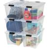 imageIRIS USA 54 Qt Stackable Plastic Storage Bins with Lids 6 Pack  BPAFree Made in USA  Discreet Organizing Solution Latches Durable Nestable Containers Secure Pull Handle  PearlClear