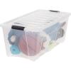 imageIRIS USA 84 Qt Stackable Plastic Storage Bins with Lids 2 Pack  BPAFree Made in USA  SeeThrough Organizing Solution Latches Durable Nestable Containers Secure Pull Handle  ClearClear