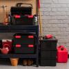 imageIRIS USA WeatherPro 31 Qt Storage Bins with Lids 6 Pack BPAFree Plastic Gasket Box with Tight Latch and Seal Stackable Nestable Tote Tub  BlackRed31 Qt  6 Pack