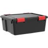 imageIRIS USA WeatherPro 31 Qt Storage Bins with Lids 6 Pack BPAFree Plastic Gasket Box with Tight Latch and Seal Stackable Nestable Tote Tub  BlackRed31 Qt  6 Pack