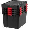 imageIRIS USA WeatherPro 31 Qt Storage Bins with Lids 6 Pack BPAFree Plastic Gasket Box with Tight Latch and Seal Stackable Nestable Tote Tub  BlackRed74 Qt  4 Pack
