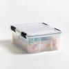 imageIRIS USA WeatherPro 41 Qt Storage Bins with Lids 4 Pack BPAFree Plastic Gasket Box with Tight Latch and Seal Stackable Nestable Tote Tub  ClearBlack31 Qt  6 Pack