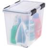 imageIRIS USA WeatherPro 41 Qt Storage Bins with Lids 4 Pack BPAFree Plastic Gasket Box with Tight Latch and Seal Stackable Nestable Tote Tub  ClearBlack36 Qt  4 Pack