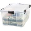 imageIRIS USA WeatherPro 41 Qt Storage Bins with Lids 4 Pack BPAFree Plastic Gasket Box with Tight Latch and Seal Stackable Nestable Tote Tub  ClearBlack63 Qt  2 Pack