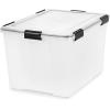imageIRIS USA WeatherPro 41 Qt Storage Bins with Lids 4 Pack BPAFree Plastic Gasket Box with Tight Latch and Seal Stackable Nestable Tote Tub  ClearBlack74 Qt  2 Pack