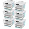 imageIRIS USA 19 Qt Stackable Plastic Storage Bins with Lids 6 Pack  BPAFree Made in USA  Discreet Organizing Solution Latches Durable Nestable Containers Secure Pull Handle  Pearl54 Qt  6 Pack