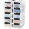 imageIRIS USA 27 Qt Stackable Plastic Storage Bins with Lids 6 Pack  BPAFree Made in USA  Discreet Organizing Solution Latches Durable Nestable Containers Secure Pull Handle  Pearl6 Qt  10 Pack