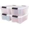imageIRIS USA 27 Qt Stackable Plastic Storage Bins with Lids 6 Pack  BPAFree Made in USA  Discreet Organizing Solution Latches Durable Nestable Containers Secure Pull Handle  Pearl13 Qt  4 Pack