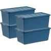 imageIRIS USA 40 Qt Stackable Plastic Storage Bins with Lids 6 Pack  BPAFree Made in USA  Garage Organizing Solution Latches Durable Nestable Containers Secure Pull Handle  BlackEcoFriendly Navy
