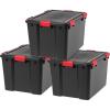 imageIRIS USA WeatherPro 31 Qt Storage Bins with Lids 6 Pack BPAFree Plastic Gasket Box with Tight Latch and Seal Stackable Nestable Tote Tub  BlackRed74 Qt  3 Pack