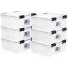 imageIRIS USA WeatherPro 41 Qt Storage Bins with Lids 4 Pack BPAFree Plastic Gasket Box with Tight Latch and Seal Stackable Nestable Tote Tub  ClearBlack31 Qt  6 Pack