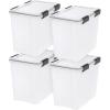 imageIRIS USA WeatherPro 41 Qt Storage Bins with Lids 4 Pack BPAFree Plastic Gasket Box with Tight Latch and Seal Stackable Nestable Tote Tub  ClearBlack36 Qt  4 Pack
