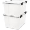 imageIRIS USA WeatherPro 41 Qt Storage Bins with Lids 4 Pack BPAFree Plastic Gasket Box with Tight Latch and Seal Stackable Nestable Tote Tub  ClearBlack47 Qt  2 Pack