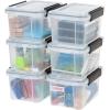 imageIRIS USA WeatherPro 41 Qt Storage Bins with Lids 4 Pack BPAFree Plastic Gasket Box with Tight Latch and Seal Stackable Nestable Tote Tub  ClearBlack7 Qt  6 Pack