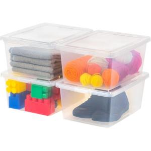 imageIRIS USA 12Pack Storage Bins with Lids 17 Quart Shoe Boxes Clear Stackable Containers Organize Shoes Closet Shelves Classroom Organization Teacher Tools Game Storage  BPAFree Plastic17 Qt  4 Pack