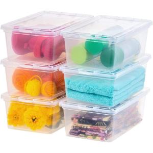 imageIRIS USA 12Pack Storage Bins with Lids 17 Quart Shoe Boxes Clear Stackable Containers Organize Shoes Closet Shelves Classroom Organization Teacher Tools Game Storage  BPAFree Plastic7 Qt  6 Pack