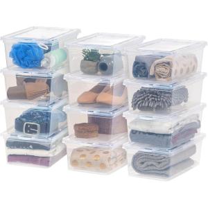 imageIRIS USA 12Pack Storage Bins with Lids 17 Quart Shoe Boxes Clear Stackable Containers Organize Shoes Closet Shelves Classroom Organization Teacher Tools Game Storage  BPAFree Plastic7 Qt  12 Pack
