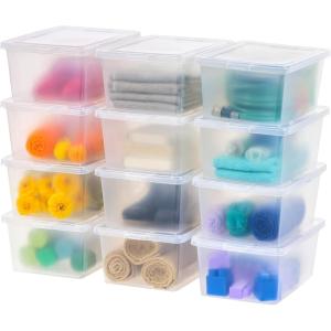 imageIRIS USA 12Pack Storage Bins with Lids 17 Quart Shoe Boxes Clear Stackable Containers Organize Shoes Closet Shelves Classroom Organization Teacher Tools Game Storage  BPAFree Plastic17 Qt  12 Pack