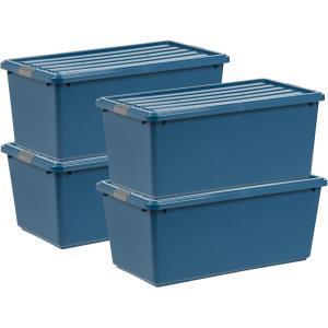 imageIRIS USA 40 Qt Stackable Plastic Storage Bins with Lids 6 Pack  BPAFree Made in USA  Garage Organizing Solution Latches Durable Nestable Containers Secure Pull Handle  BlackEcoFriendly Navy