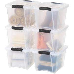 imageIRIS USA 54 Qt Stackable Plastic Storage Bins with Lids 6 Pack  BPAFree Made in USA  Discreet Organizing Solution Latches Durable Nestable Containers Secure Pull Handle  PearlClear