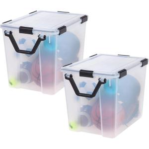 imageIRIS USA WeatherPro 41 Qt Storage Bins with Lids 4 Pack BPAFree Plastic Gasket Box with Tight Latch and Seal Stackable Nestable Tote Tub  ClearBlack103 Qt  2 Pack