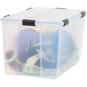 imageIRIS USA WeatherPro 41 Qt Storage Bins with Lids 4 Pack BPAFree Plastic Gasket Box with Tight Latch and Seal Stackable Nestable Tote Tub  ClearBlack156 Qt  1 Pack