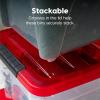 imageIRIS USA 91 Qt Stackable Plastic Storage Bins with Lids 4 Pack  BPAFree SeeThrough Organizing Solution Latches Durable Nestable Containers Secure Pull Handle Made in USA  ClearRedHoliday Red
