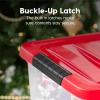 imageIRIS USA 91 Qt Stackable Plastic Storage Bins with Lids 4 Pack  BPAFree SeeThrough Organizing Solution Latches Durable Nestable Containers Secure Pull Handle Made in USA  ClearRedHoliday Red