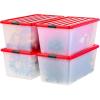 imageIRIS USA 91 Qt Stackable Plastic Storage Bins with Lids 4 Pack  BPAFree SeeThrough Organizing Solution Latches Durable Nestable Containers Secure Pull Handle Made in USA  ClearRedHoliday Red