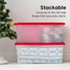 imageIRIS USA 91 Qt Stackable Plastic Storage Bins with Lids 4 Pack  BPAFree SeeThrough Organizing Solution Latches Durable Nestable Containers Secure Pull Handle Made in USA  ClearRedHoliday Red