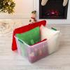 imageIRIS USA 94 Quart Stackable Holiday Plastic Storage Bins with Lids and Latching Buckles 2 Pack Containers with Lids and Latches Durable Nestable Closet Garage Totes Boxes Organizing  ClearRedClearRed