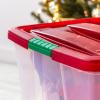 imageIRIS USA 94 Quart Stackable Holiday Plastic Storage Bins with Lids and Latching Buckles 2 Pack Containers with Lids and Latches Durable Nestable Closet Garage Totes Boxes Organizing  ClearRedClearRed