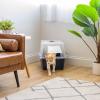 imageIRIS USA Cat Litter Box Litter Box Enclosure with Scoop and Front Door Flap Covered Kitty Litter Box for Privacy Portable Easy to Clean NavySplit Hooded