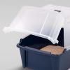 imageIRIS USA Cat Litter Box Litter Box Enclosure with Scoop and Front Door Flap Covered Kitty Litter Box for Privacy Portable Easy to Clean NavySplit Hooded