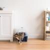 imageIRIS USA Cat Litter Box Litter Box Enclosure with Scoop and Front Door Flap Covered Kitty Litter Box for Privacy Portable Easy to Clean NavyStandard