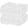 imageIRIS USA Clear Plastic Stackable Storage Bins Medium  8 Pack Open Front Fridge Pantry Kitchen Closet Cabinet Bathroom Organizer Basket for Organizing Snack Cans Office Supplies and Coffee PodsMedium  4 Pack