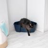 imageIRIS USA Jumbo Cat Litter Box with Scoop Open Top High Sided Kitty Litter Pan NavyNavy