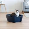 imageIRIS USA Jumbo Cat Litter Box with Scoop Open Top High Sided Kitty Litter Pan NavyNavy