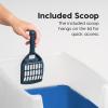 imageIRIS USA Large Cat Litter Box with Scatter Shield and Scoop Open Top High Sided Cat Litter Pan BlackBlue