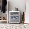 imageIRIS USA Plastic Drawer Storage Organizer Rolling Cart with Wheels Casters 3Drawers for Art Craft Supplies Dresser Closet Bathroom Dorm Bedroom Laundry Room Wide BlackWhite