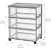 imageIRIS USA Plastic Drawer Storage Organizer Rolling Cart with Wheels Casters 3Drawers for Art Craft Supplies Dresser Closet Bathroom Dorm Bedroom Laundry Room Wide BlackGray