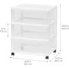 imageIRIS USA Plastic Drawer Storage Organizer Rolling Cart with Wheels Casters 3Drawers for Art Craft Supplies Dresser Closet Bathroom Dorm Bedroom Laundry Room Wide BlackWhite