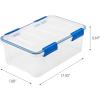 imageIRIS USA WeatherPro 16 Qt Storage Bins with Lids 3 Pack BPAFree Plastic Gasket Box with Tight Latch and Seal Stackable Nestable Tote Tub  ClearBlue16 Qt  4 Pack