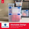 imageIRIS USA WeatherPro 16 Qt Storage Bins with Lids 3 Pack BPAFree Plastic Gasket Box with Tight Latch and Seal Stackable Nestable Tote Tub  ClearBlue16 Qt  3 Pack