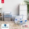 imageIRIS USA WeatherPro 16 Qt Storage Bins with Lids 3 Pack BPAFree Plastic Gasket Box with Tight Latch and Seal Stackable Nestable Tote Tub  ClearBlue16 Qt  3 Pack