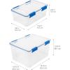 imageIRIS USA WeatherPro 16 Qt Storage Bins with Lids 3 Pack BPAFree Plastic Gasket Box with Tight Latch and Seal Stackable Nestable Tote Tub  ClearBlue27  44 Qt Combo