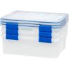 imageIRIS USA WeatherPro 16 Qt Storage Bins with Lids 3 Pack BPAFree Plastic Gasket Box with Tight Latch and Seal Stackable Nestable Tote Tub  ClearBlue27 Qt  3 Pack