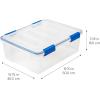 imageIRIS USA WeatherPro 16 Qt Storage Bins with Lids 3 Pack BPAFree Plastic Gasket Box with Tight Latch and Seal Stackable Nestable Tote Tub  ClearBlue27 Qt  3 Pack