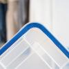 imageIRIS USA WeatherPro 16 Qt Storage Bins with Lids 3 Pack BPAFree Plastic Gasket Box with Tight Latch and Seal Stackable Nestable Tote Tub  ClearBlue27  44 Qt Combo