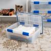 imageIRIS USA WeatherPro 16 Qt Storage Bins with Lids 3 Pack BPAFree Plastic Gasket Box with Tight Latch and Seal Stackable Nestable Tote Tub  ClearBlue27 Qt  3 Pack